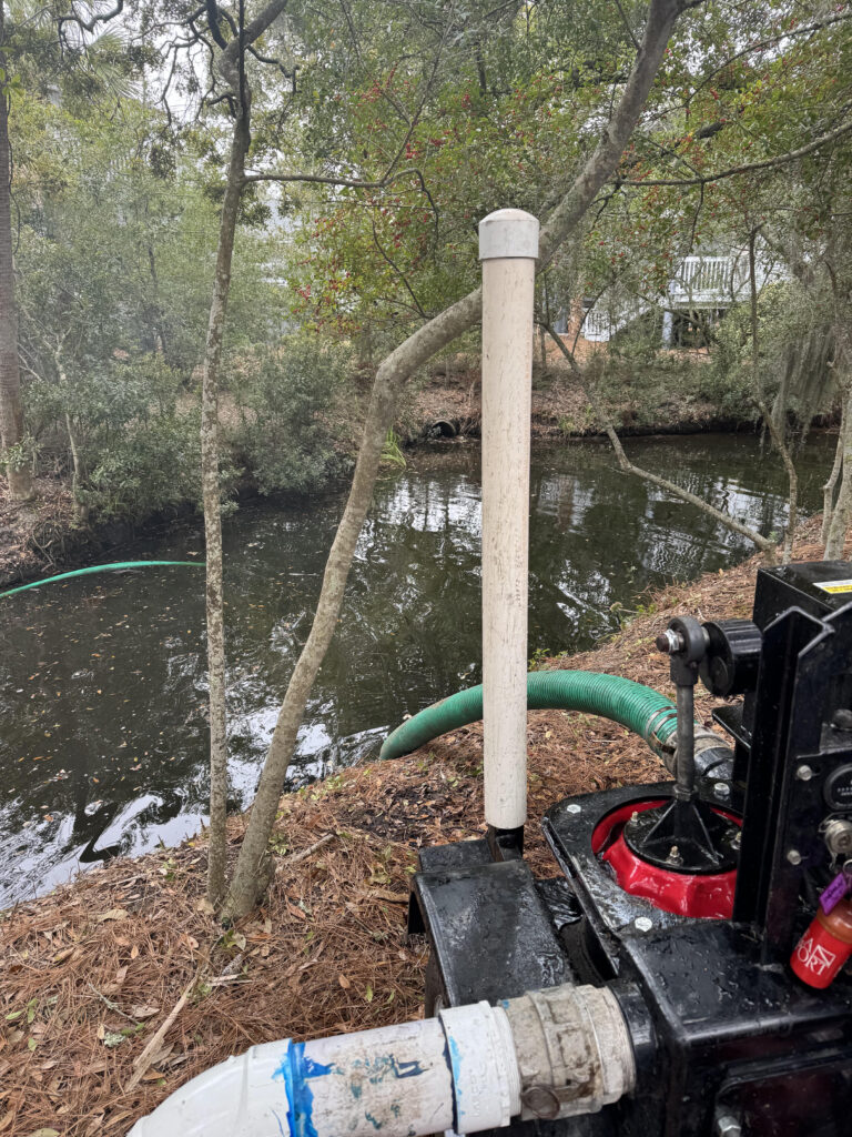 Pump and hose equipment on a job
